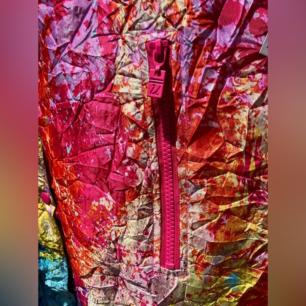 NWT UBU Clothing Co. Ibiza Abstract Hooded Crinkle Raincoat Jacket Size M - Picture 5 of 15